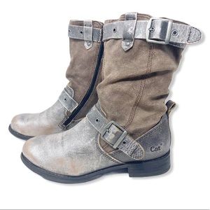 CAT Caterpillar Moto Boot Rustic Metallic Gray 6.5